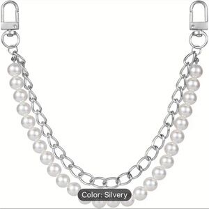 Elegant Silver & Pearl Purse Chain